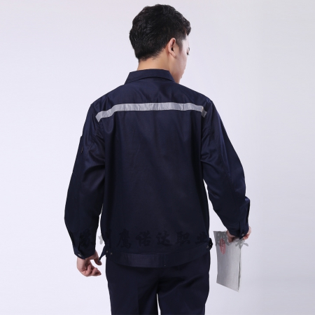 藏青拼米色涤棉线卡物流工作服AC090-WL