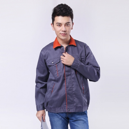 灰色拼橘黄春秋工作服AC024-1-CQ