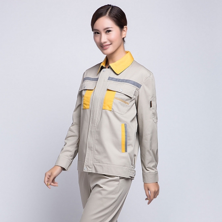米色拼黄色秋季工作服AC09-1