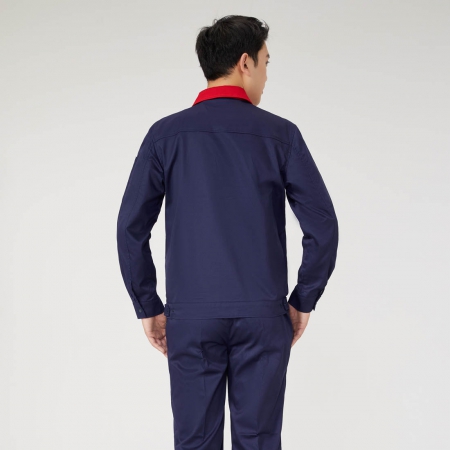 宝蓝拼大红色工作服AC2201-1