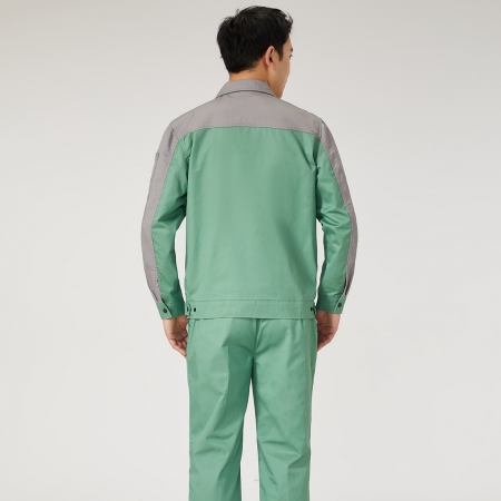 嫩绿拼灰色工作服AC2205-2