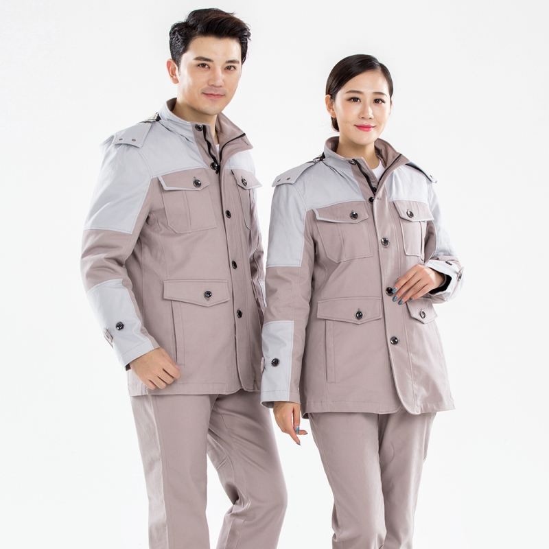 新款冬季保暖工作服驼色拼浅灰MF20-1