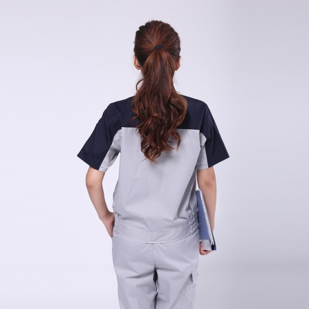 深蓝配浅灰斜纹涤棉工作服AD079-DM