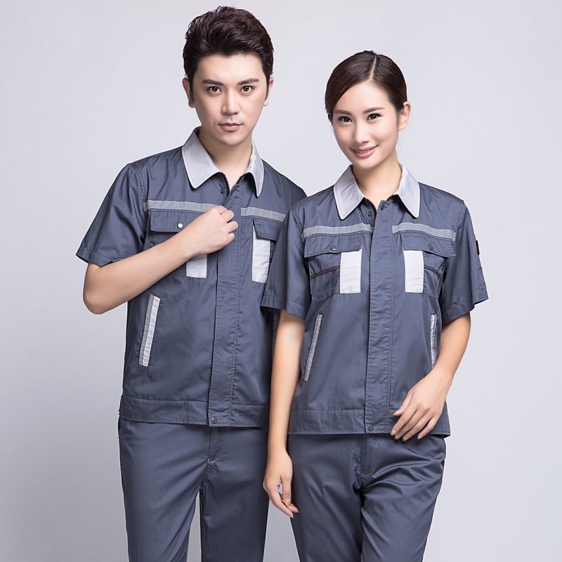 中灰拼银白短袖工作服AD09-4