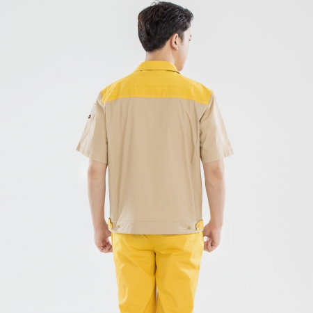 黄拼驼色夏季工作服
