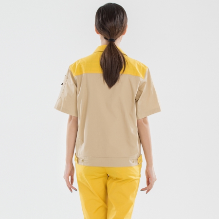 黄拼驼色夏季工作服
